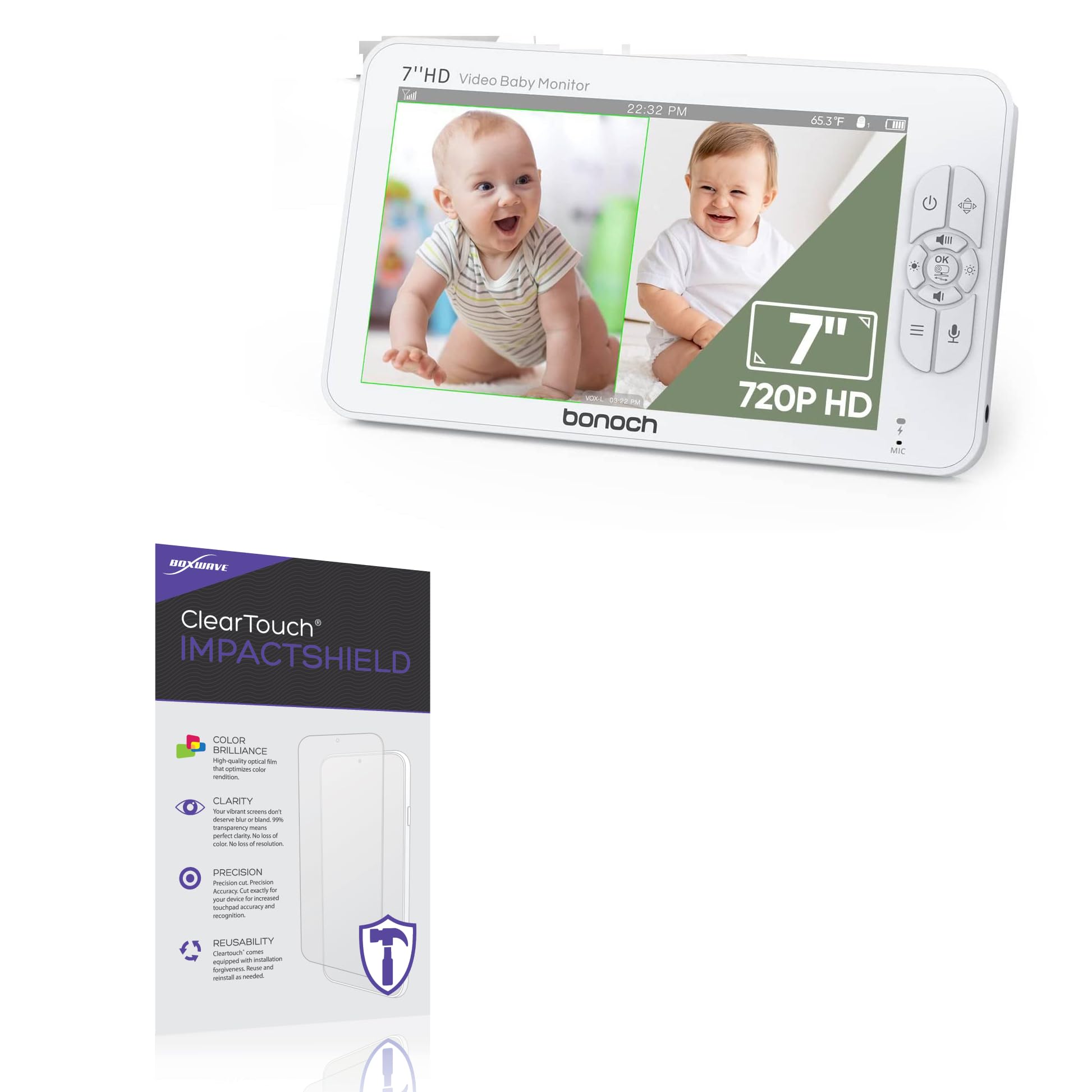 BoxWave Screen Protector Compatible with bonoch Split Screen Baby Monitor (5.5 in) - ClearTouch ImpactShield (2-Pack), Impenetrable Screen Protector Flexible Film