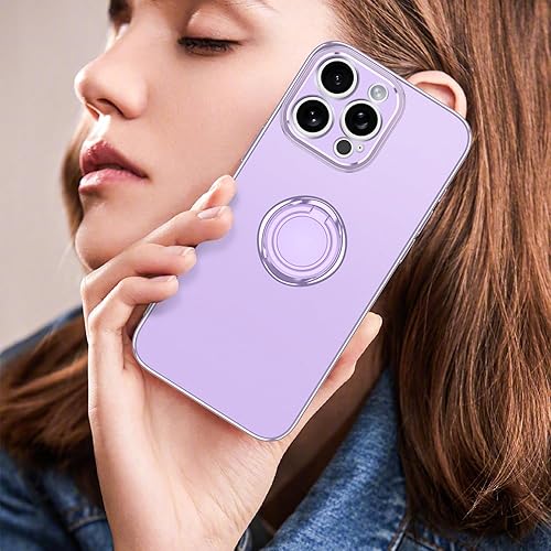 Miniatura 7 de LONTECT Funda para iPhone 15 Pro con soporte de anillo a prueba de golpes, ajuste delgado, resistente a los arañazos, cristal transparente, funda