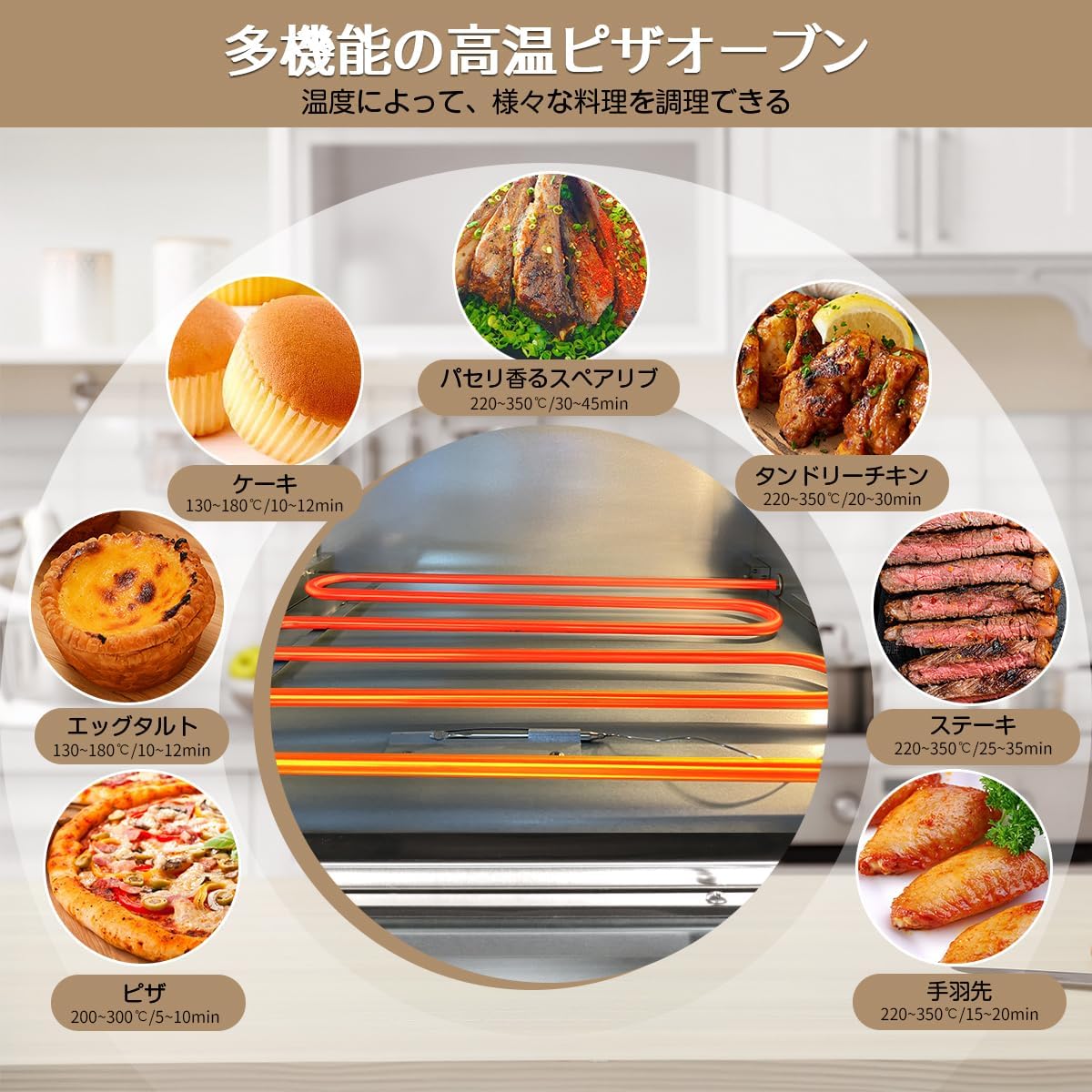 Amazon.co.jp: Fulgutonit ピザオーブン 業務用 電気ピザオーブン 二層