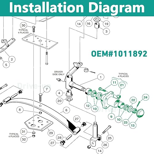 Miniatura 5 de Drive-up Club Car DS - Conjunto de buje delantero para carrito de golf con rodamientos, kit de sellos para Club Car DS 1981-2003 Carros de golf