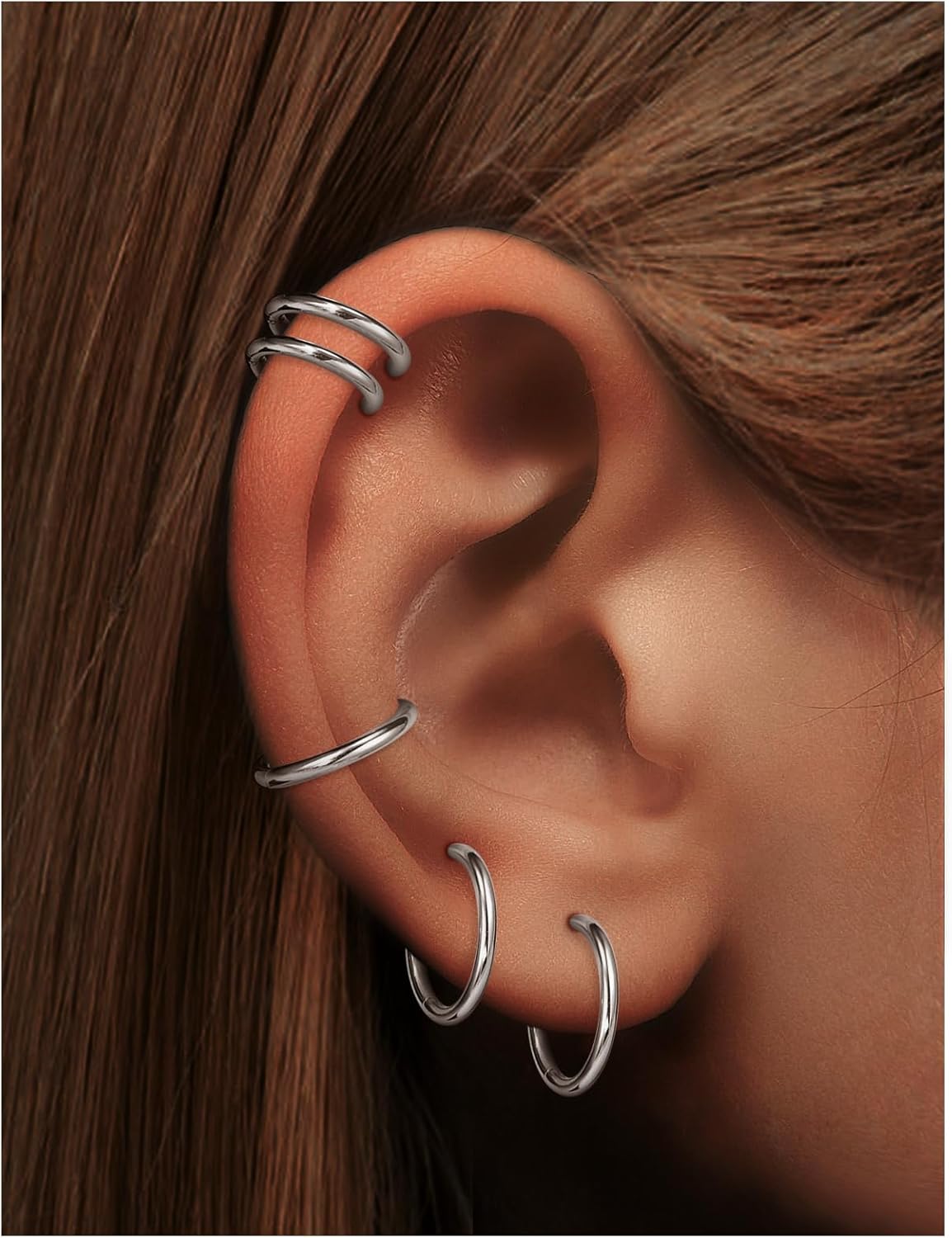 20G 18G 16G 14G 12G 10G 8G 6G Nose Rings Hoops 316l Surgical Steel Clicker Septum Lip Ring Tragus Helix Daith Rook Conch Snug Cartilage Lobe Earrings Hoop Piercing Jewelry For Women Men - Image 4
