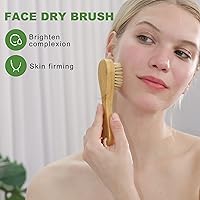 Vista 5 de Cepillo corporal de cepillado en seco, cepillo seco de cerdas de jabalí natural, cuerpo exfoliante de bambú, cara, pie, cepillo de limpieza