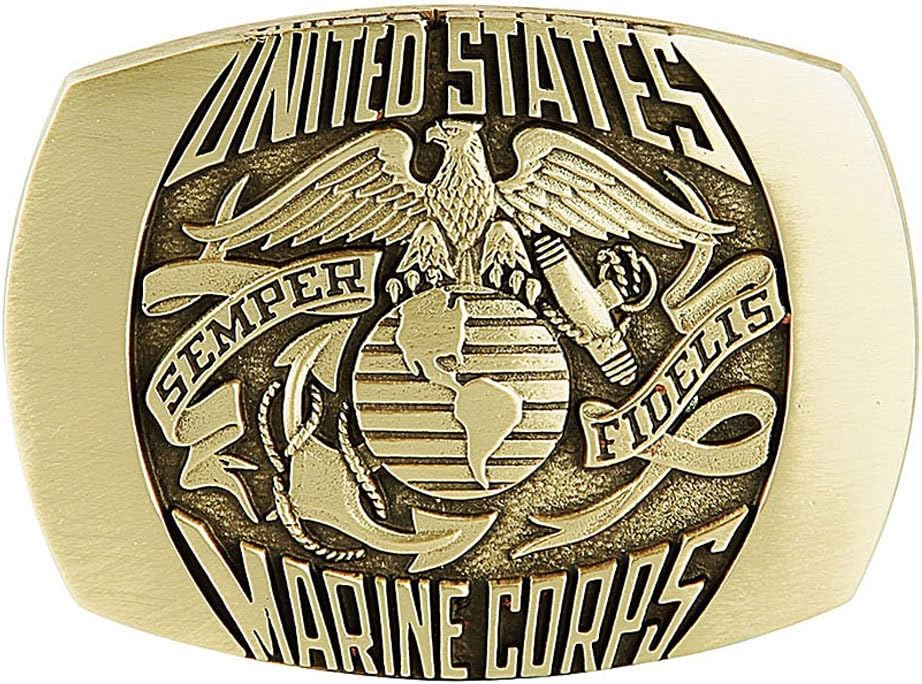 Indiana Metal Craft Marine Corps Vintage Design Belt Buckle Solid Bronze for Men and Women Made in USA