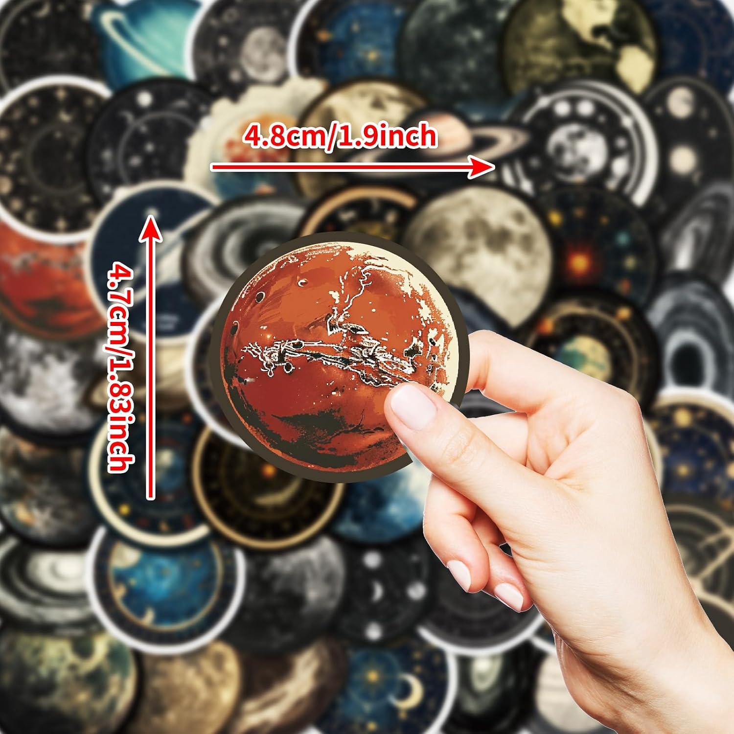 50Pcs Celestial Stickers Pack, Planet Moon Space Astronomy Sticker for Scrapbook Junk Journal Supplies Planner Laptop Luggage Home Decor, Waterproof Cosmic Galaxy Stickers for Adults image 3