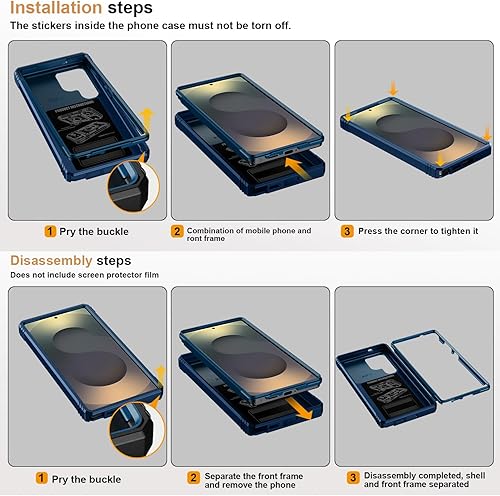 Miniatura 7 de PASNEW Funda para teléfono Galaxy A15 5G, soporte de 360 y cubierta de cámara deslizante, carcasa rígida militar resistente a prueba de golpes, para