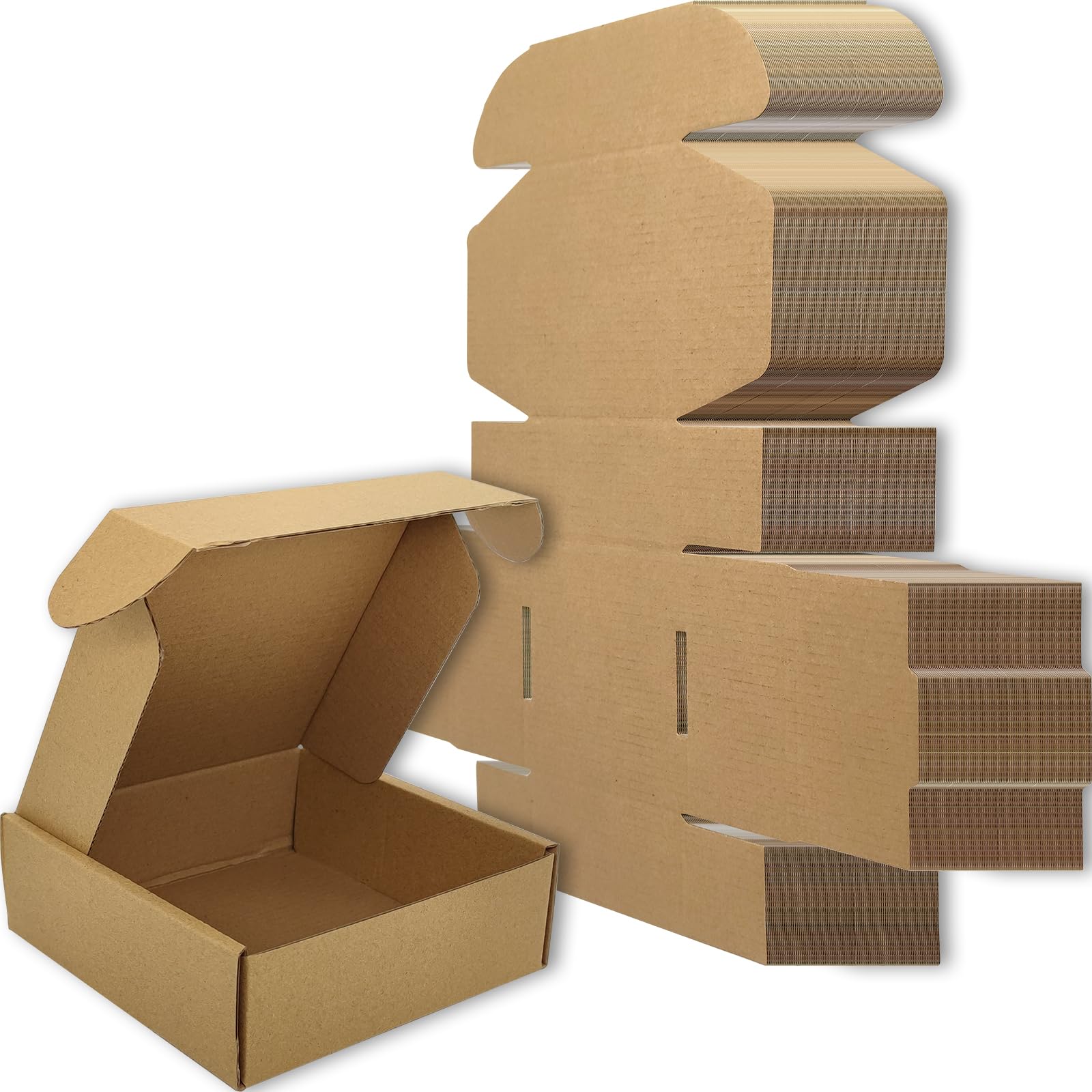 Małe pudełka wysyłkowe 15 x 15 x 5 cm, zestaw 50 sztuk, brązowe pudełka z tektury falistej do wysyłki, opakowań, produktów wysyłkowych