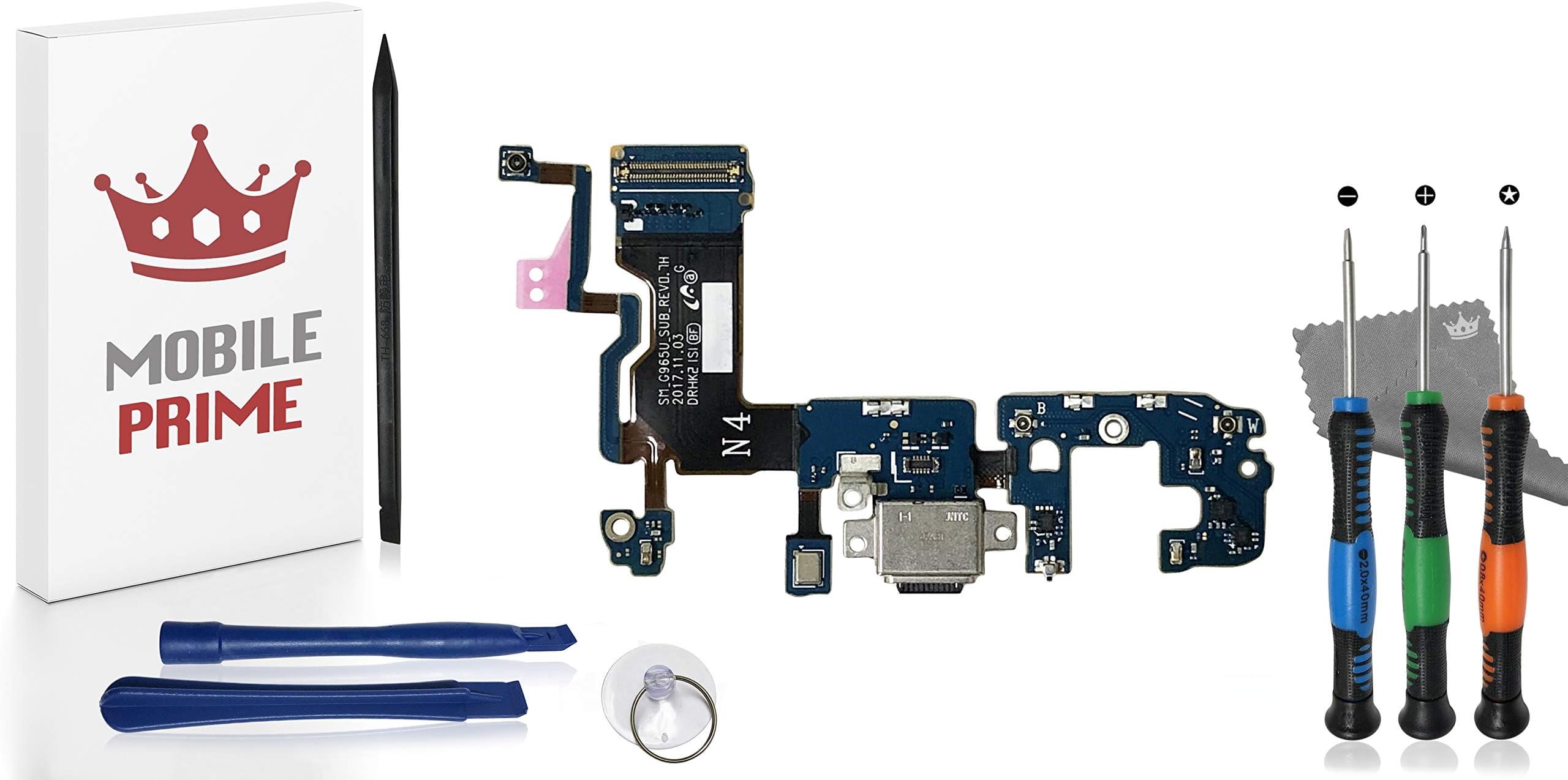 MobilePrime Charging Port Replacement Kit Compatible for Samsung Galaxy S9 (G965U) Including Pro-Series Repair Tools