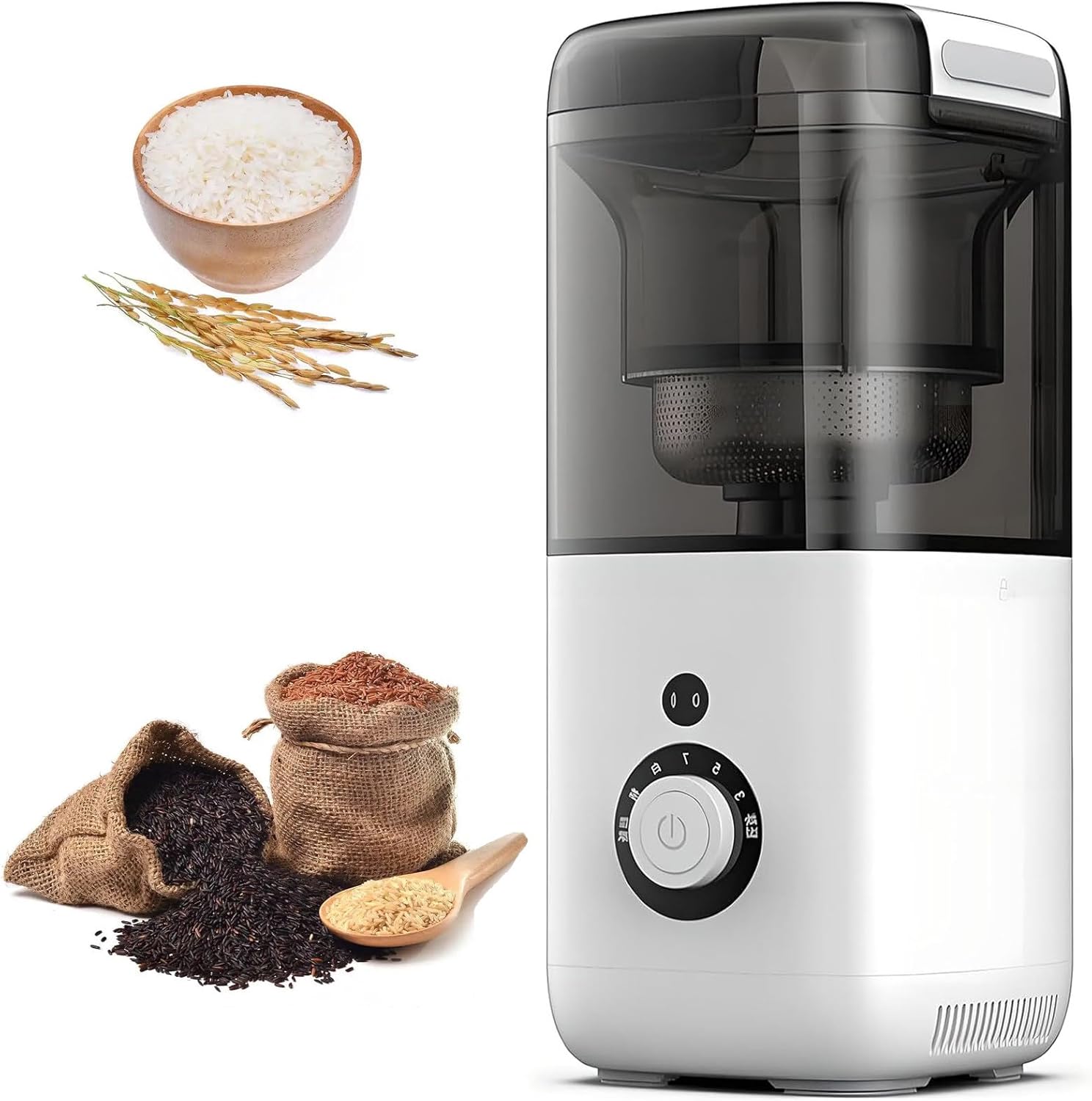 300w rice milling machine, automatic rice bran separator with measuring cup, 480ml capacity, 7 gears for precision milling, quick 3-minute rice production for home, farms