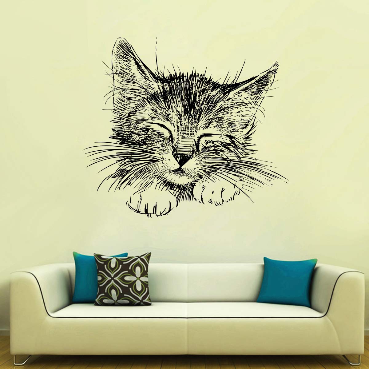 VCREATE DECOR Cat Wall Sticker & Decal (PVC Vinyl,Size-58 Cm X 50 Cm)