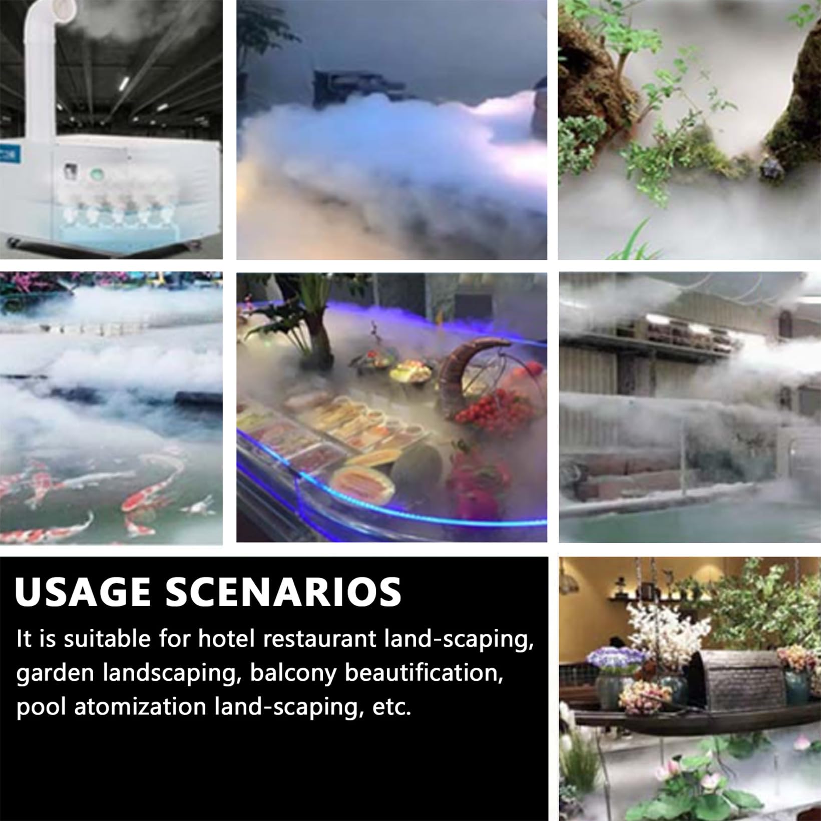 12 Cabezas Humidificador Estanque Dispositivo de Niebla, 400W Generadores de Niebla Ultrasónico con Fuente de Alimentación Impermeable, Dispositivo de Niebla con Boya(5 Metros)