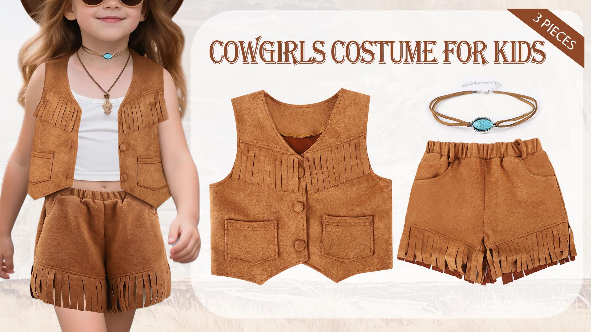 Disfraz cowboy western marrón para niñas y niños miniatura 7
