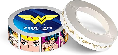 Miniatura 4 de Paper House Productions DC Comics Wonder Woman - Juego de 2 rollos de cinta adhesiva Washi para álbumes de recortes y manualidades