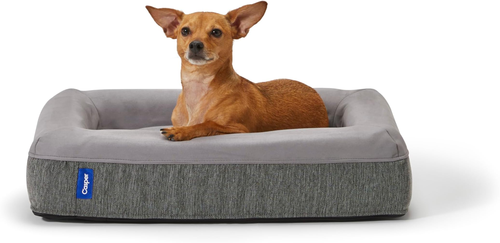 Casper Dog Bed, Plush Memory Foam, Small, Gray, 26.0"L x 19.0"W x 6.0"Th