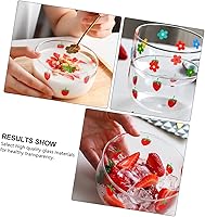 Vista 8 de Luxshiny Frutero de vidrio transparente de 8 pulgadas con patrón de fresa, cuenco de ensalada decorativo para cocina y comedor, plato ideal