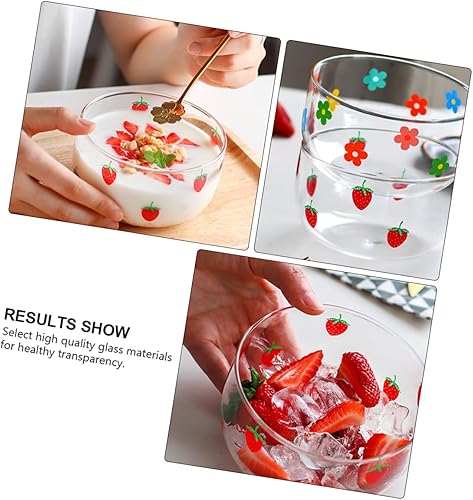 Miniatura 8 de Luxshiny Plato de brosilicato de 3 piezas de cereales encantadores postres de fresas para el hogar, postres de fresa, cristal de cocina, bocadillo