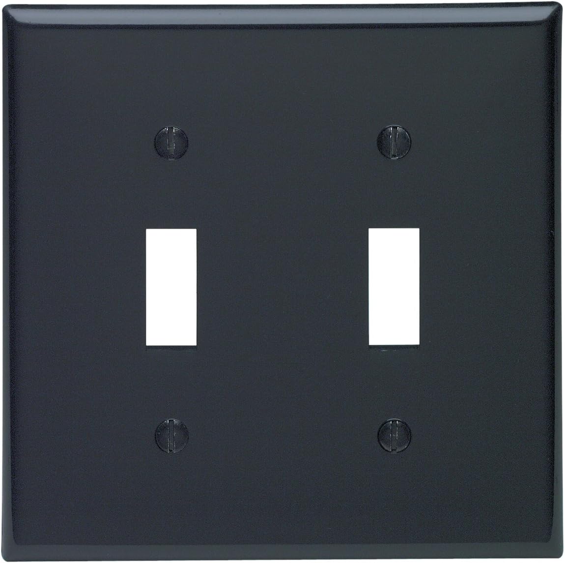 Leviton 2-Gang Toggle Device Switch Wallplate, Standard Size, Thermoplastic Nylon, Device Mount, 80709-E, Black