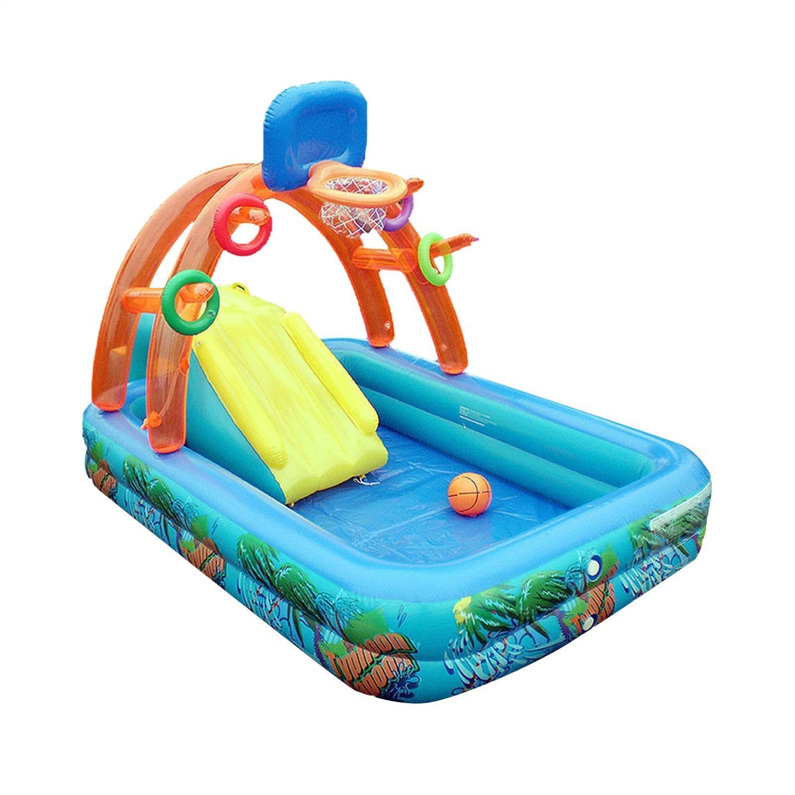 Pool,Kiddie Pool with Slide for - With Arches Multicolor Wear-Resistant Children's Sliding Basketball Hoop