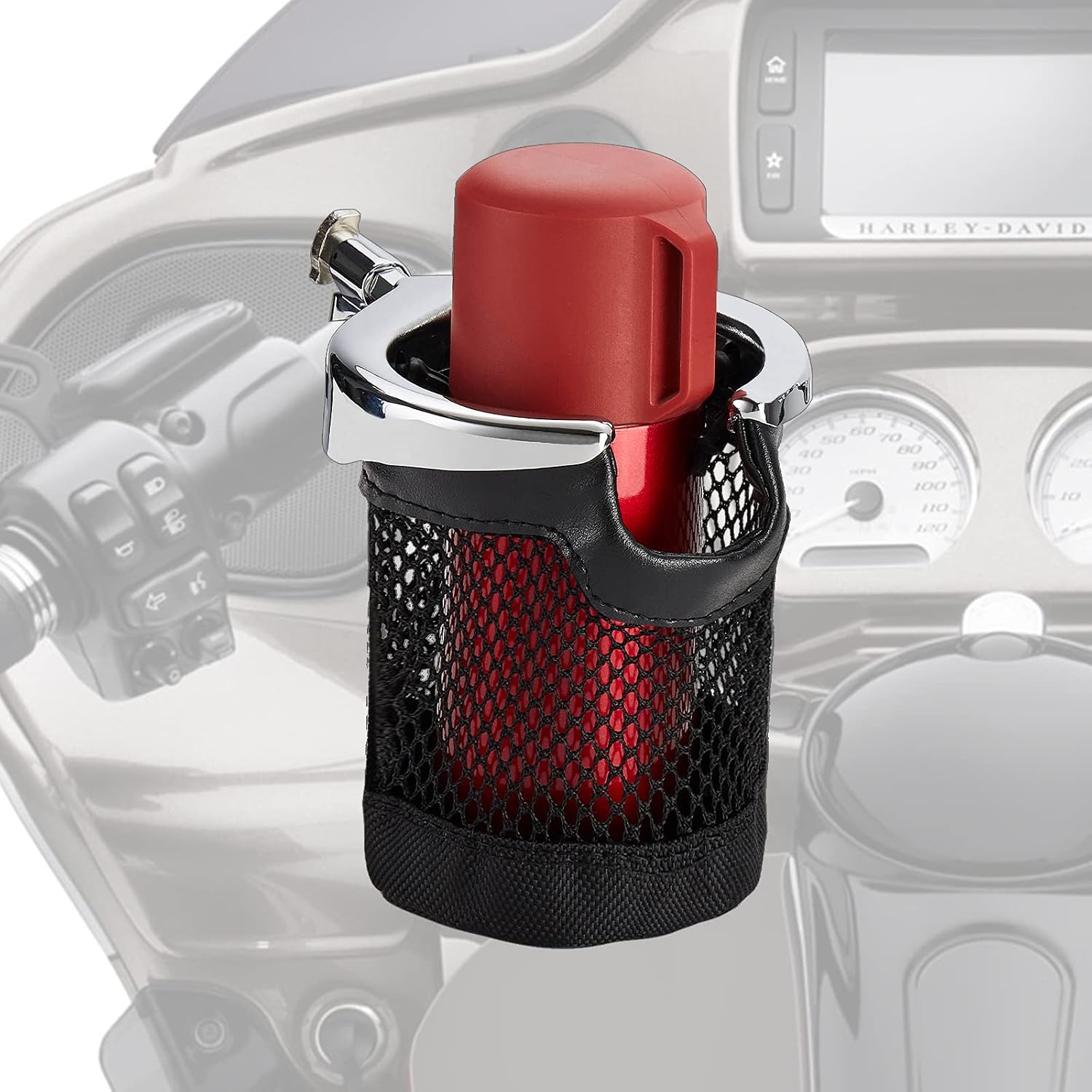 KEMIMOTO Motorcycle Handlebars Cup Holders, Motorcycle Drink Holders for 1 Inch Handlebars Compatible with Sportster Dyna Softail Road King Road Glide Electra Glide Sport Glide Vulcan Shadow Vstar