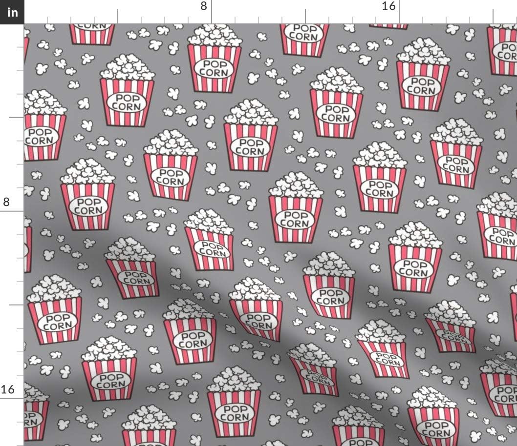Spoonflower Fabric - Popcorn Gray Vintage Retro Autumn Fall Spring Summer Food Junk Printed on Petal Signature Cotton Fabric Fat Quarter - Sewing Quilting Apparel Crafts Decor