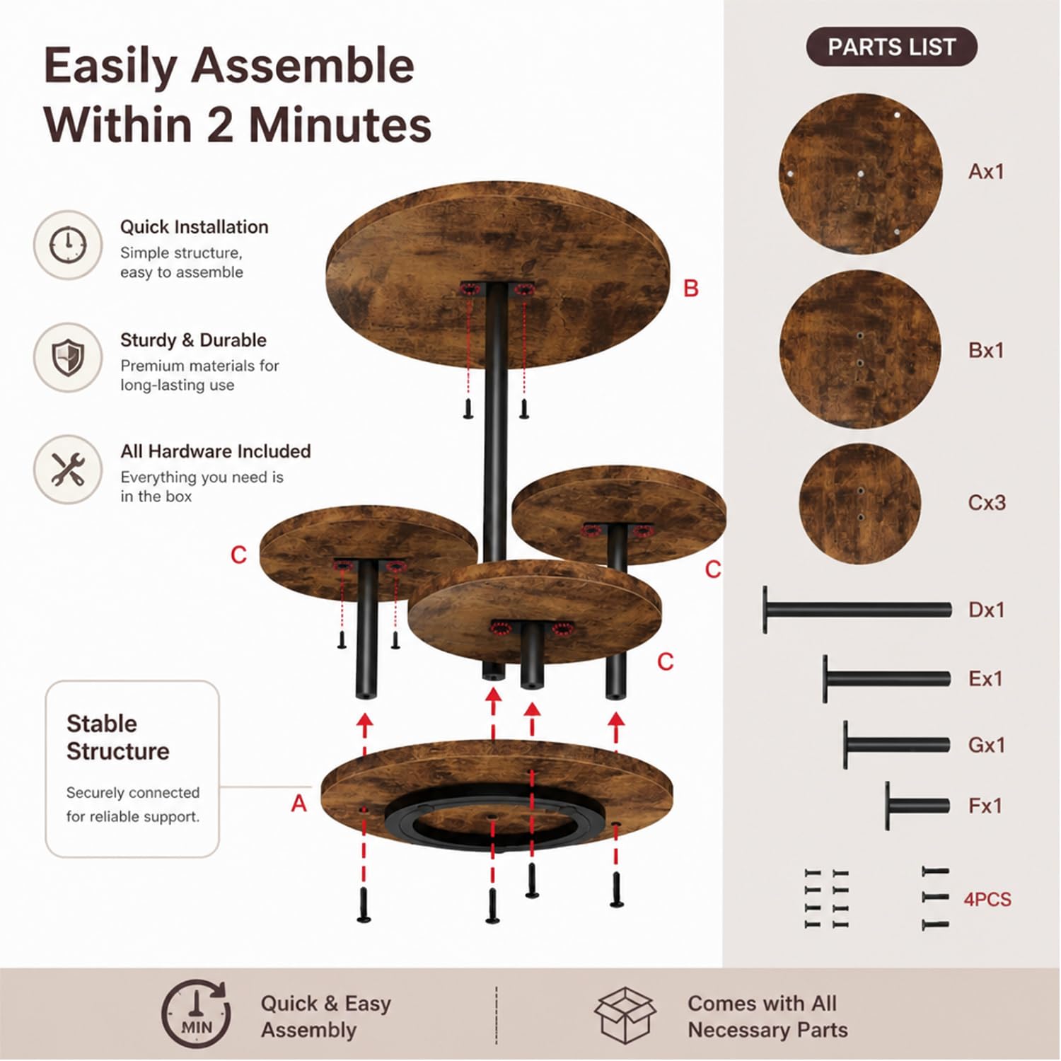4-Etagen Kuchenständer aus Holz, 360° Tortenplatte Drehbar für Cupcakes, Donuts & Desserts,Kekse, Süßigkeiten, Tortenständer Ø 30cm/32cm für Hochzeit, Geburtstag & Mottoparty