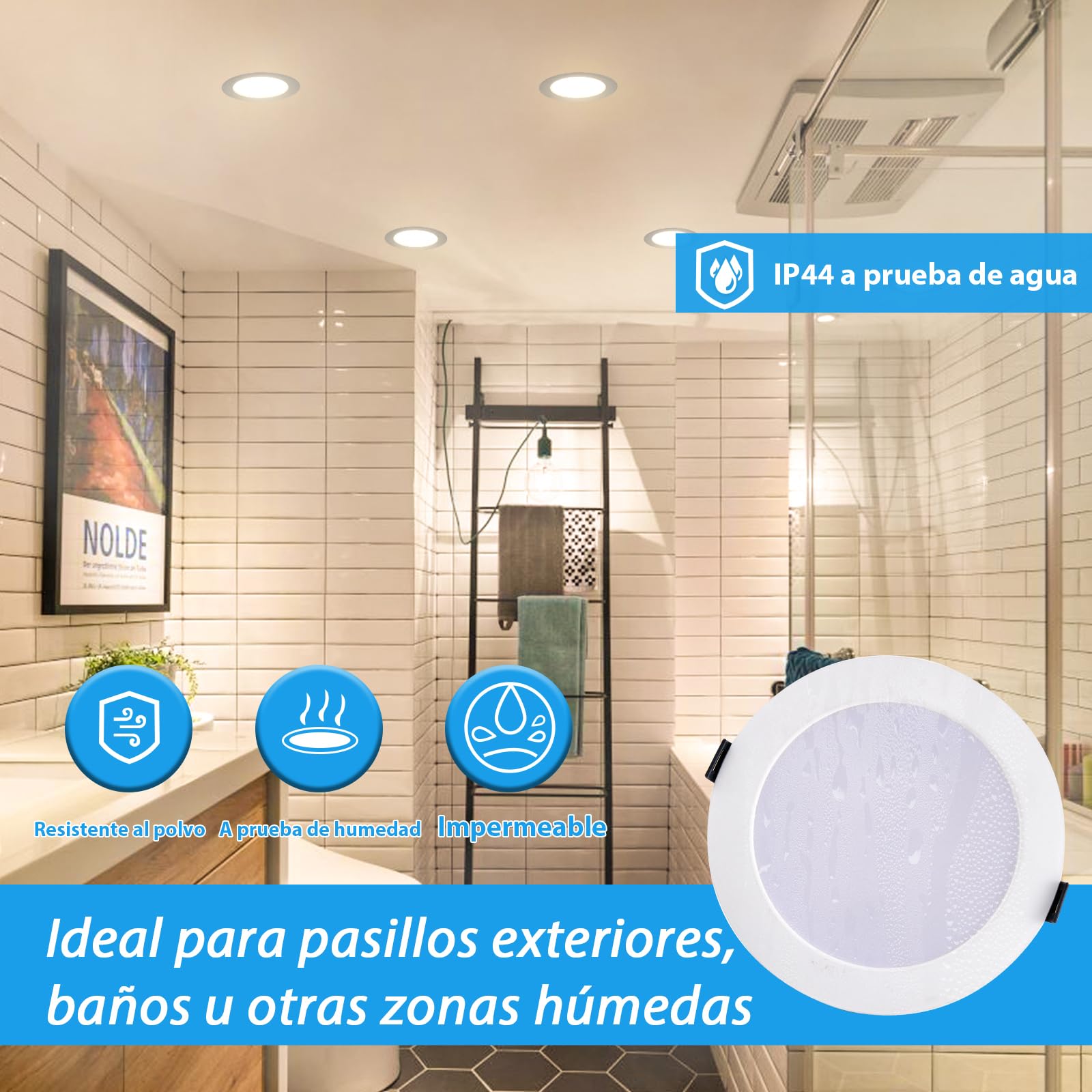 12er 12W Downlight LED 230V 3000K-6000K Focos IP44 para baño Agujero de corte Ø120-130mm Ojos de Buey LED Durable y retardante de llama