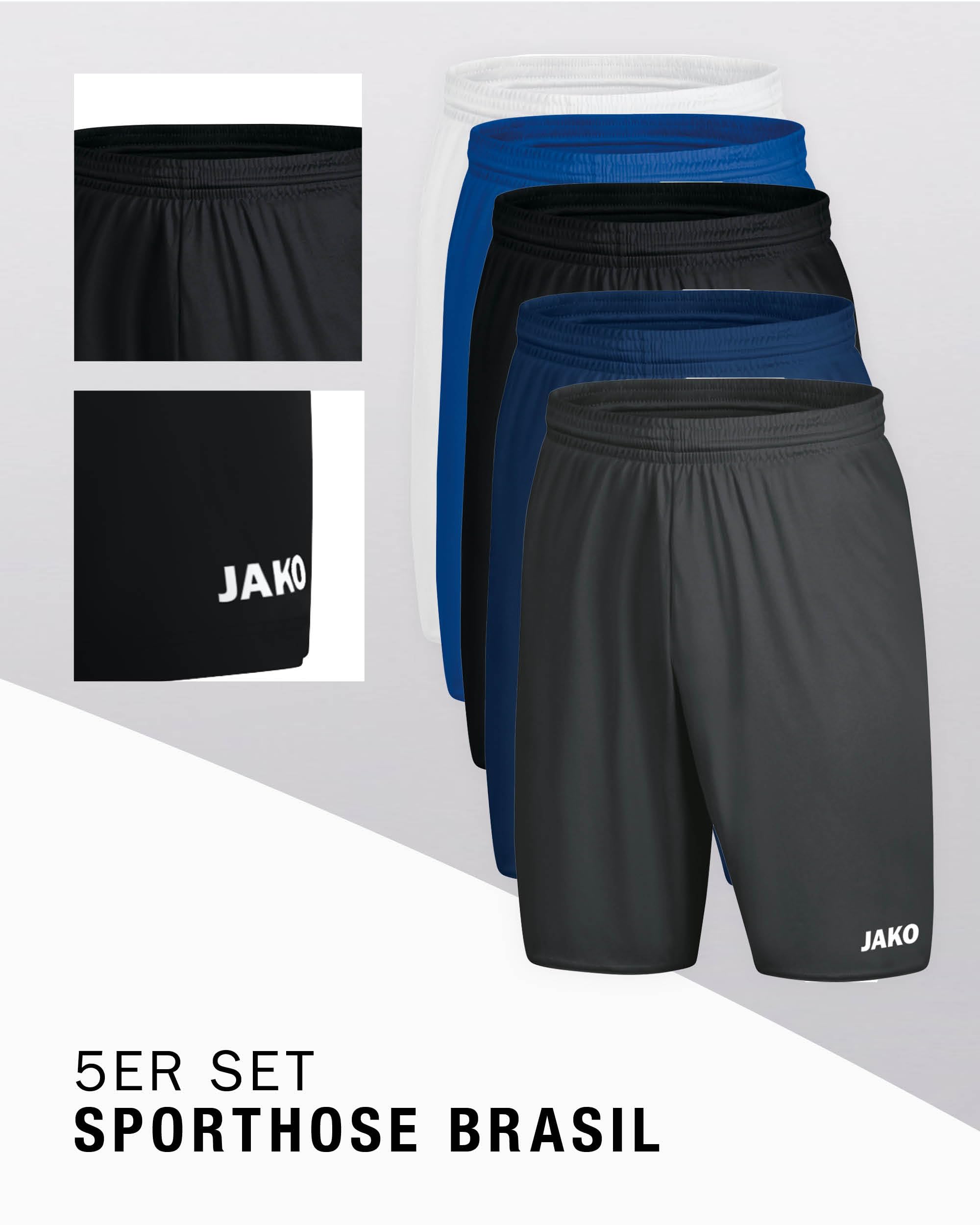 JAKO Unisex Shorts 5er-Set Sporthose Brasil COR4492