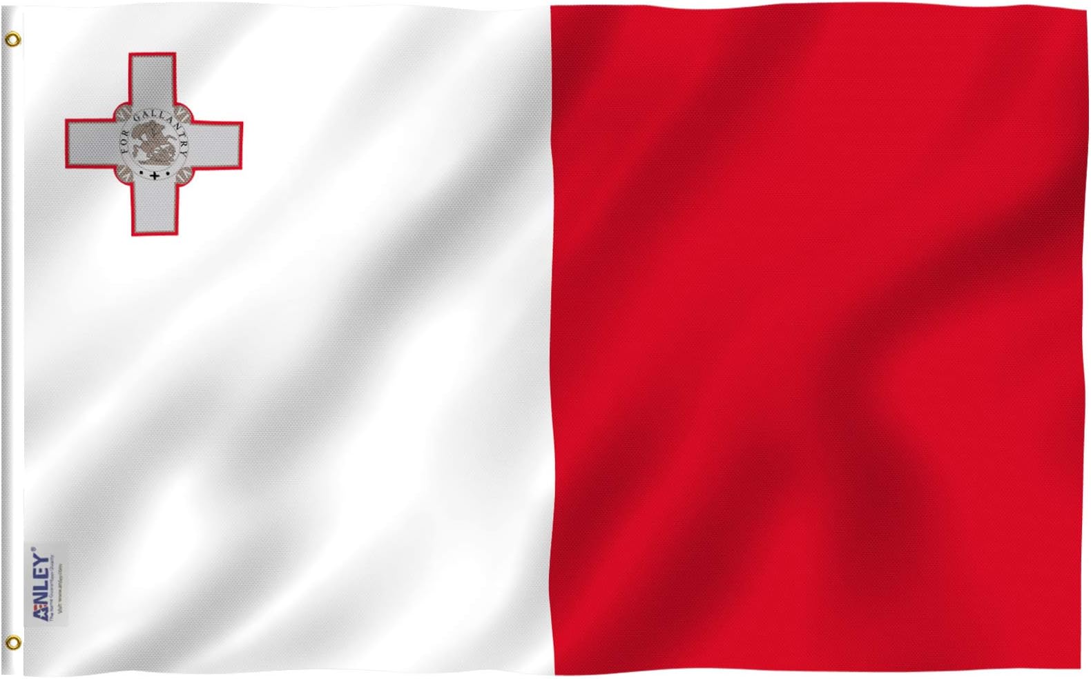 ANLEY Fly Breeze 3x5 Feet Malta flag - Vivid Color and Fade Proof - Canvas Header and Double Stitched - Maltese Flags Polyester with Brass Grommets 3 X 5 Ft