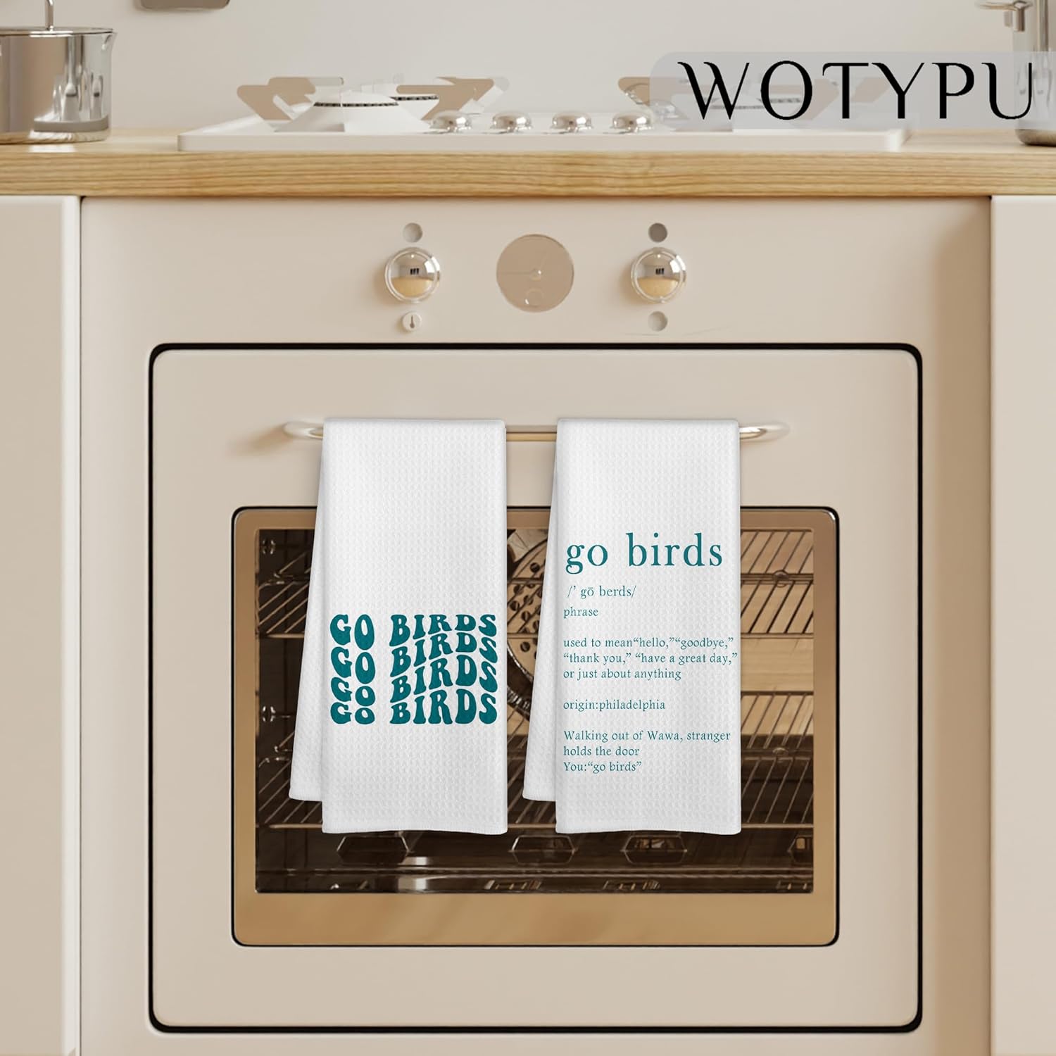 Go Birds Football Kitchen Towels, Gifts for Football Lovers Players Dish Tea Towels, Sport Lover Gifts Decorative Hand Towel for Bathroom, 16x24 Inch Set of 2 - Image 3