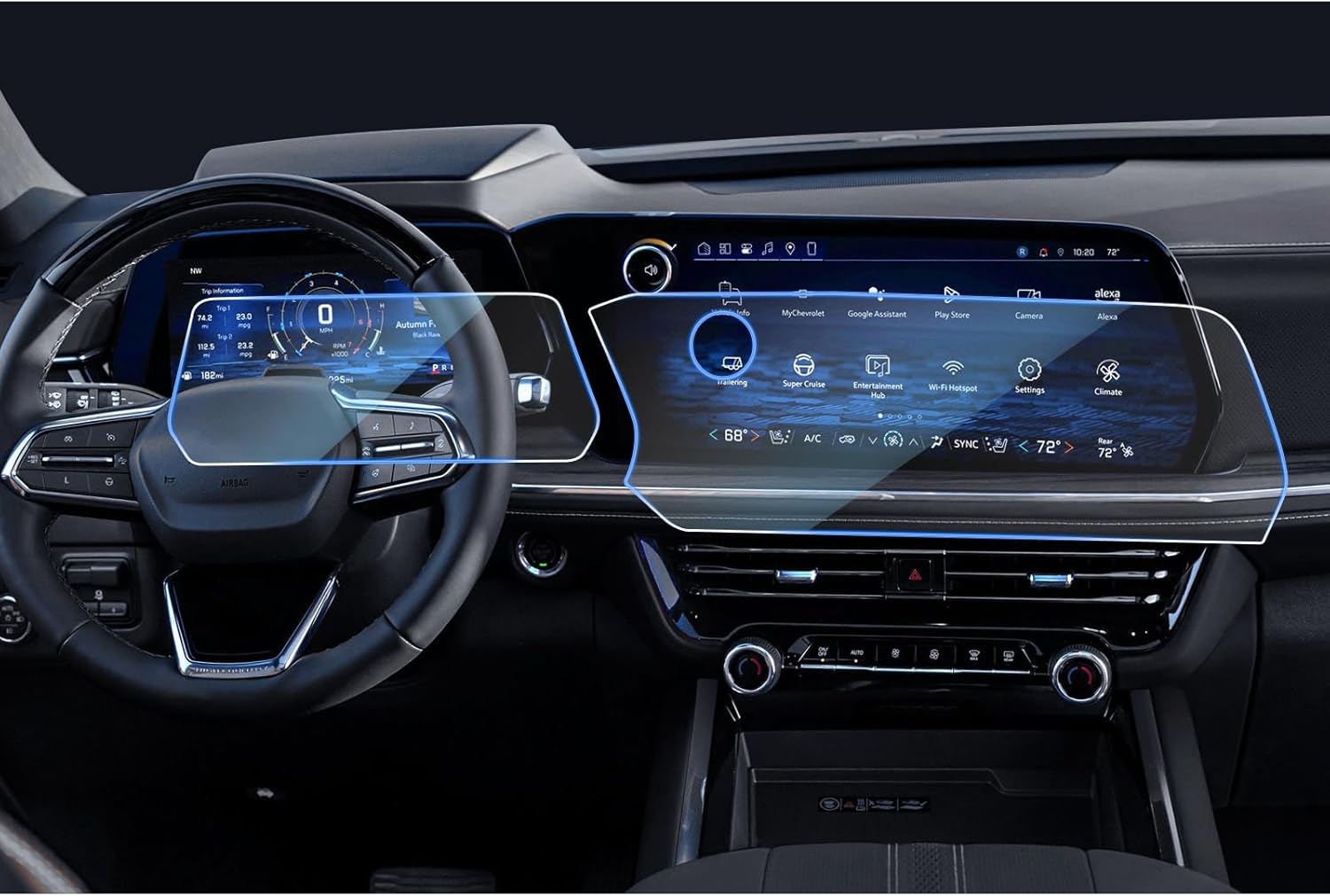 CDEFG 2PCS for 2025 2026 Chevy Tahoe Suburban Screen Protector, Tempered Glass for 2025 2026 Chevrolet Chevy Tahoe Suburban Accessories 17.7-inch Touch Screen & 11-Inch Dash Instrument Panel