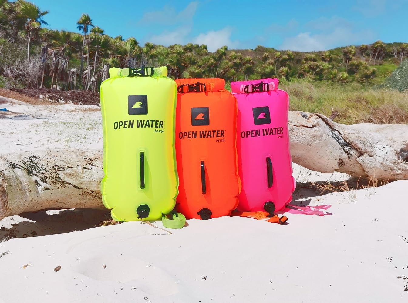 OPENWATER Bouée de natation gonflable XL - grande bouée de sécurité avec une poche pour les choses 28L orange