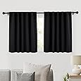 RYB HOME Bathroom Window Curtains - Super Soft Blackout Privacy Curtains for Baby Nursery Bedroom Basement Garege Workshop Kitchen Dining Living Room, W 29 x L 30, Slate Blue, 2 Pcs