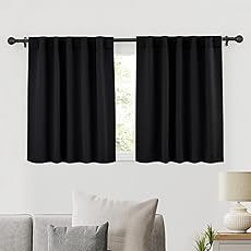 RYB HOME Bathroom Window Curtains - Super Soft Blackout Privacy Curtains for Baby Nursery Bedroom Basement Garege Workshop Kitchen Dining Living Room, W 29 x L 30, Slate Blue, 2 Pcs