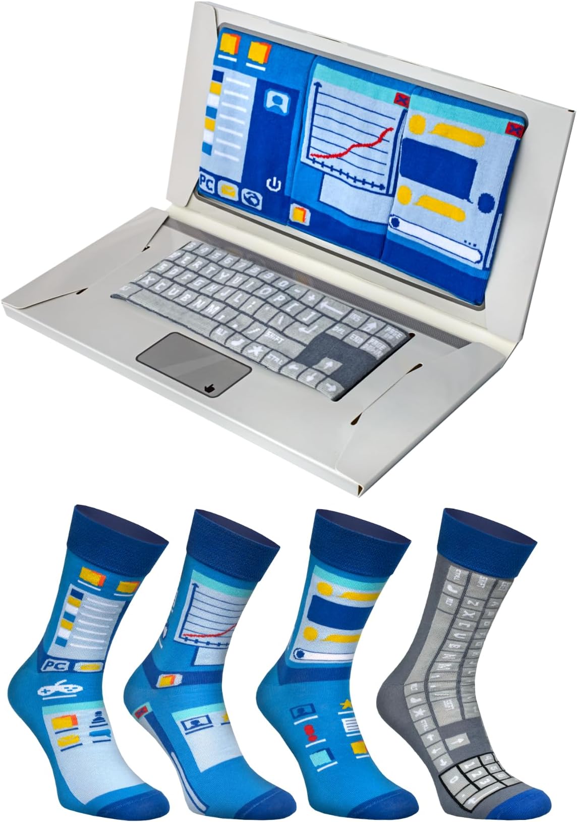 Rainbow SocksLaptop Box Socks - Women Men Novelty Gift Socks for Programmers and IT Geeks - 2 Pairs