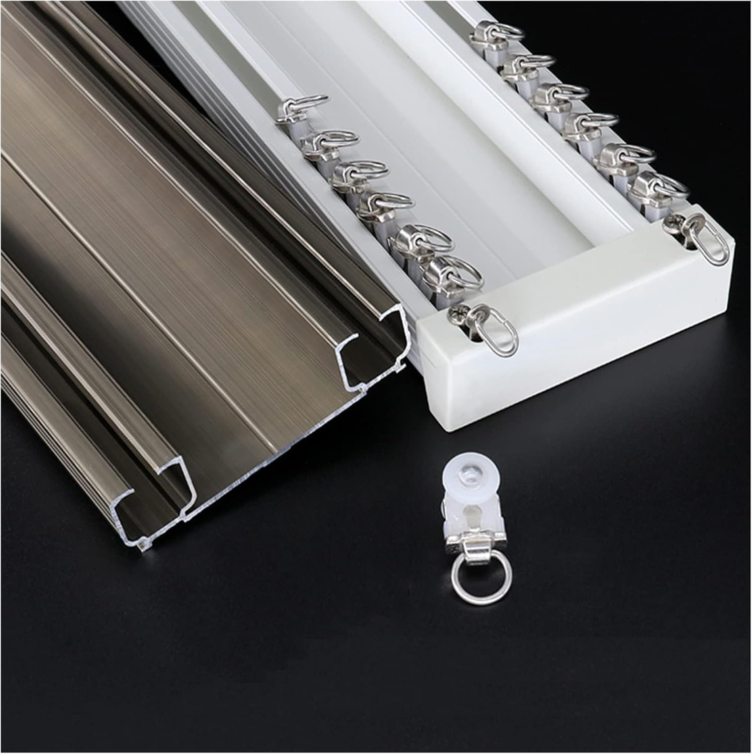 Rail Rideaux Rail De Plafond Pour Rideaux, Tringle À Rideau Invisible Pour Balcon/chambre À Coucher/salon/bureau, Séparateur De Pièce En Aluminium Encastré Et Droit(Color:Black,Size:180cm/5.9ft/70.9in