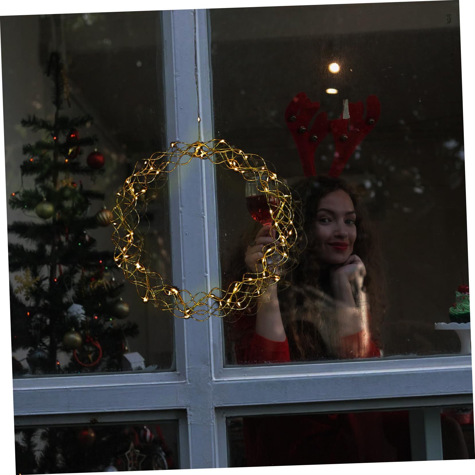 Luci Natalizie Sospese in Ferro Disegno Creativo per Natale Esterno e Interno