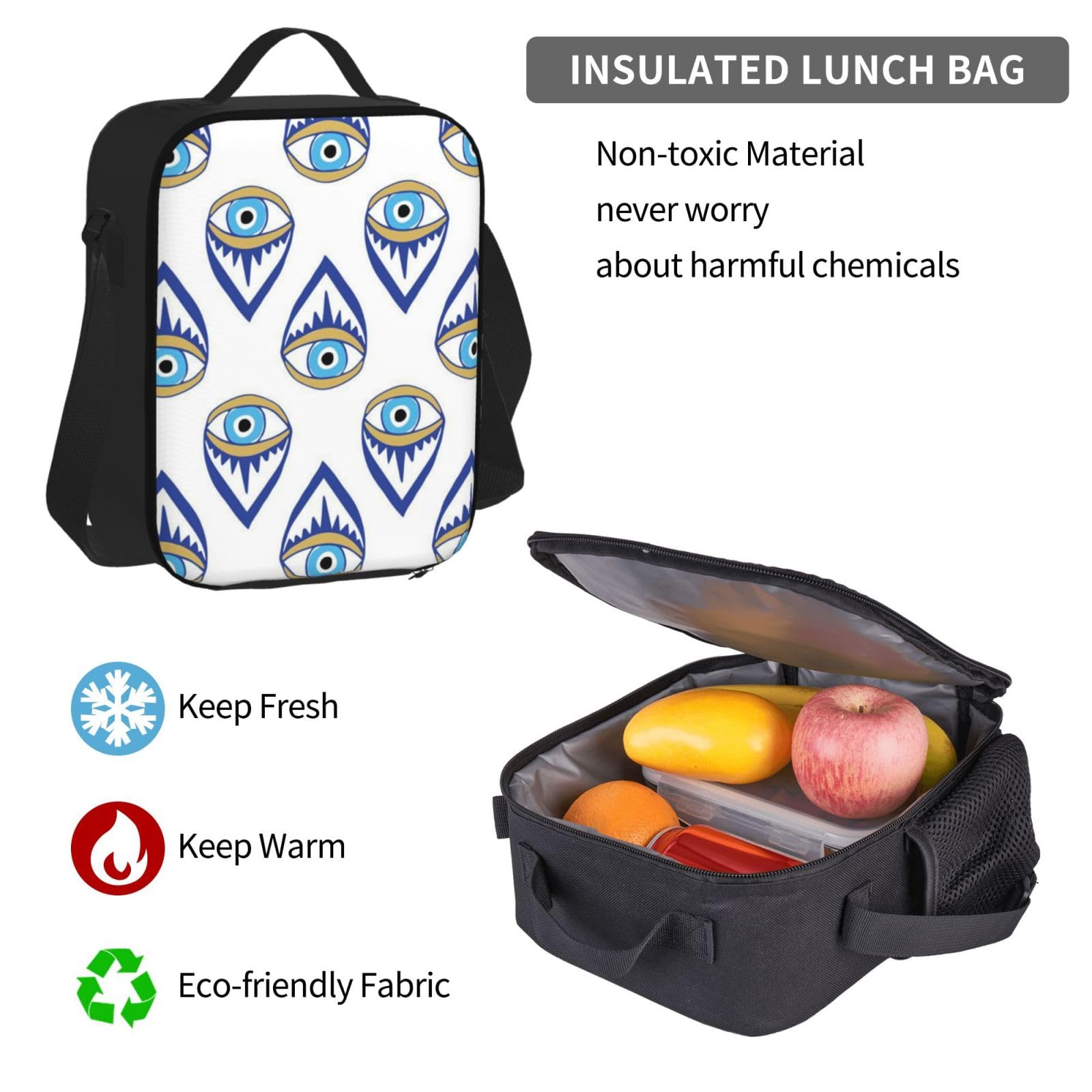 3 pezzi occhi (4) Set zaino, borsa a tracolla regolabile set con portapranzo astuccio