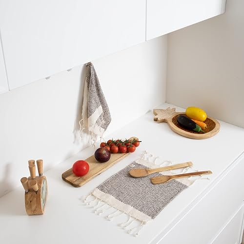 Miniatura 62 de SMYRNA TURKISH COTTON Herringbone Series - Juego de 6 paños de cocina lavables a máquina, ultra suaves, absorbentes, prelavados y de secado rápido