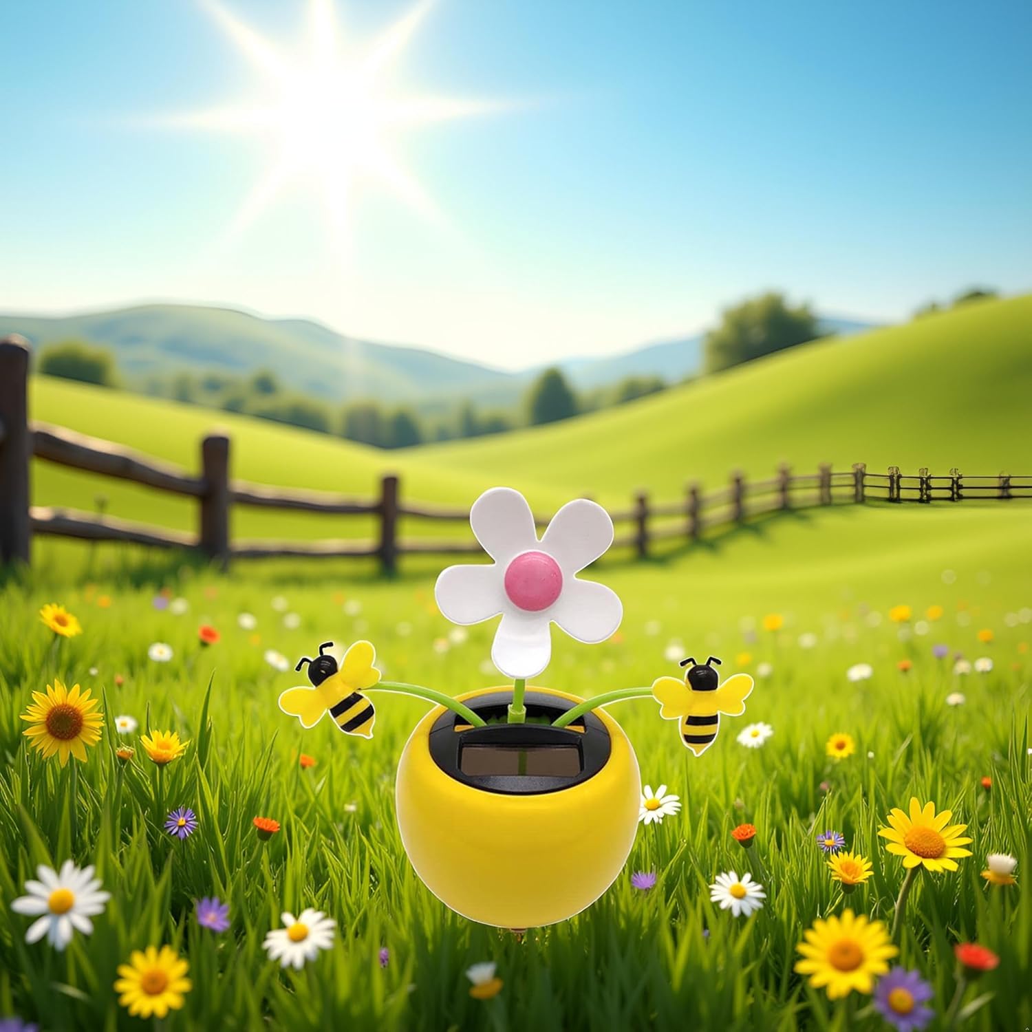 Solar Dancing Flower Sunflower Toys, Solar Dancing Ornament, Car Swinging Dancing Toy Car Windowsill Decoration Honey Bee Swing Toys Solar Power Kits