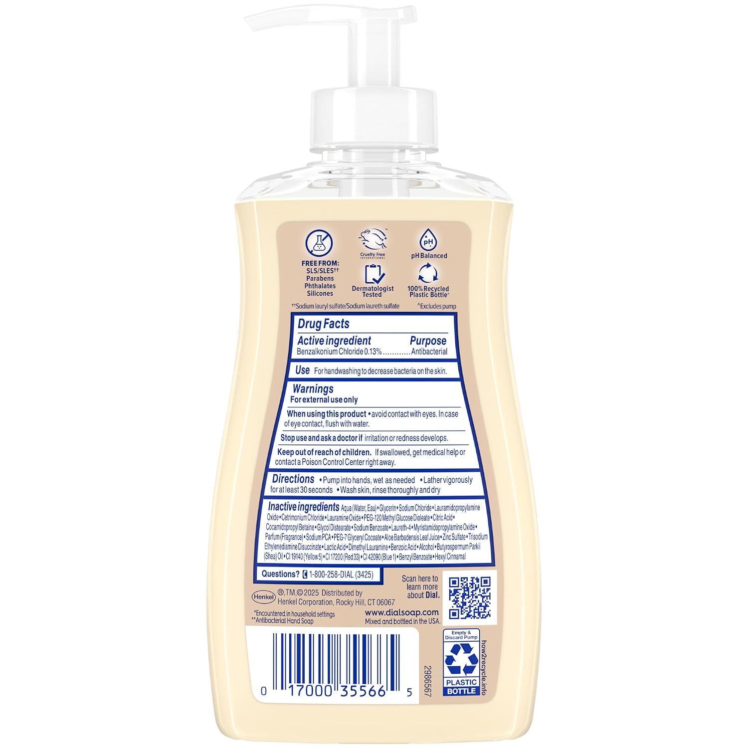 Dial Antibacterial Plus Hydrating Shea Butter Liquid Hand Soap, 11oz (Pack of 4)