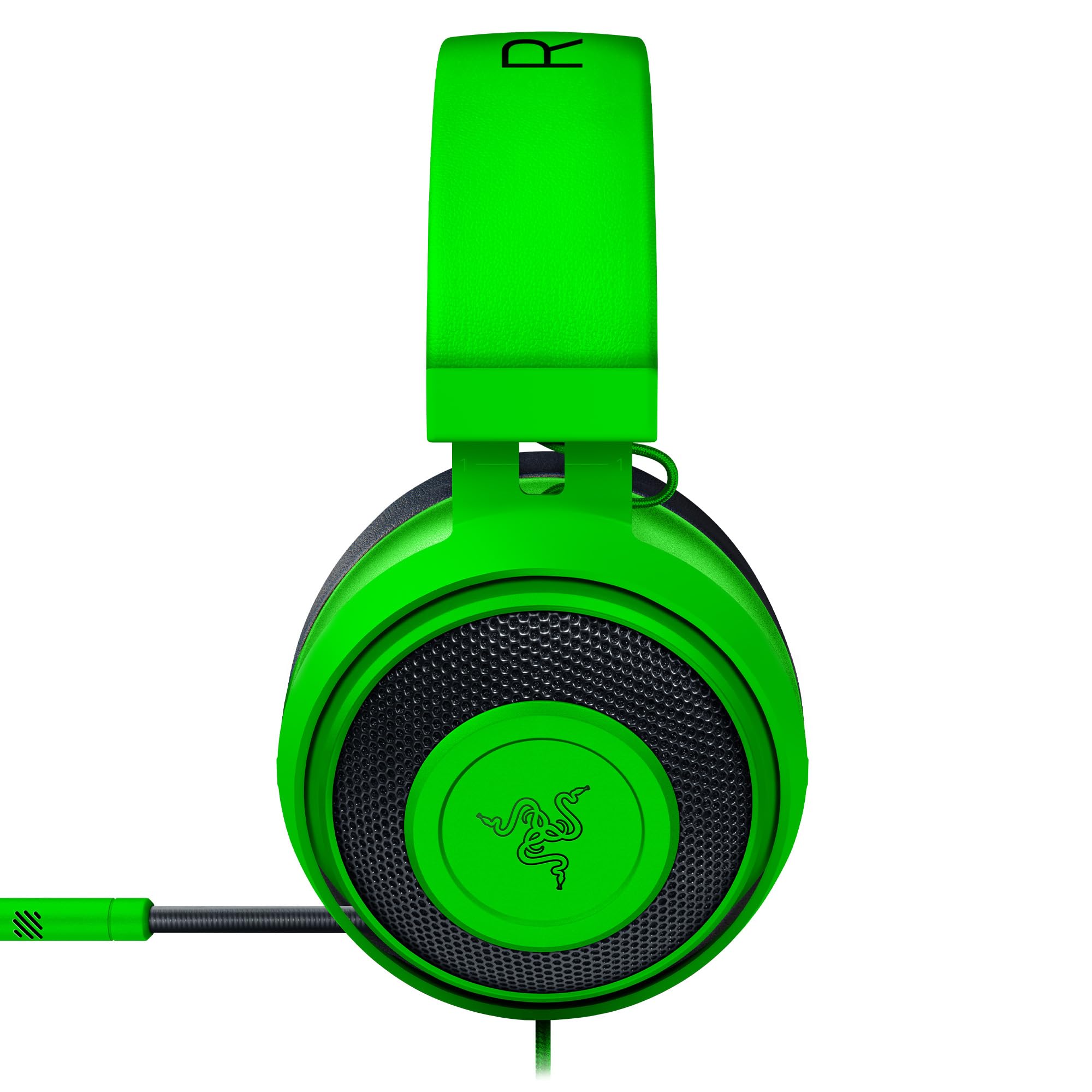 Razer Kraken - Auriculares Gaming con cable para juegos multiplataforma para PC, PS4, Xbox One & Switch, Diafragma 50 mm, Cable de 3.5mm con controles de línea - Verde