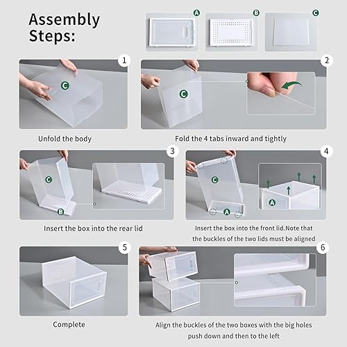Miniatura 3 de Cajas de almacenamiento de zapatos transparentes de plástico tamaño XL, apilables, paquete de 12 unidades, para zapatos de tamaño 11, zapatero y
