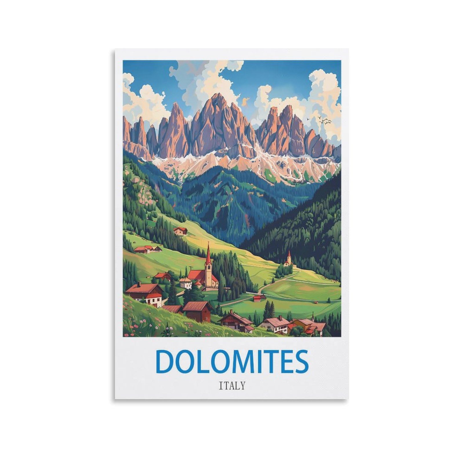 Fzyuen Unframe-Style Dolomites Italy Vintage Travel Posters 16X24inch(40X60cm) Canvas Wall Art Prints For Wall Decor Room Decor Bedroom Decor