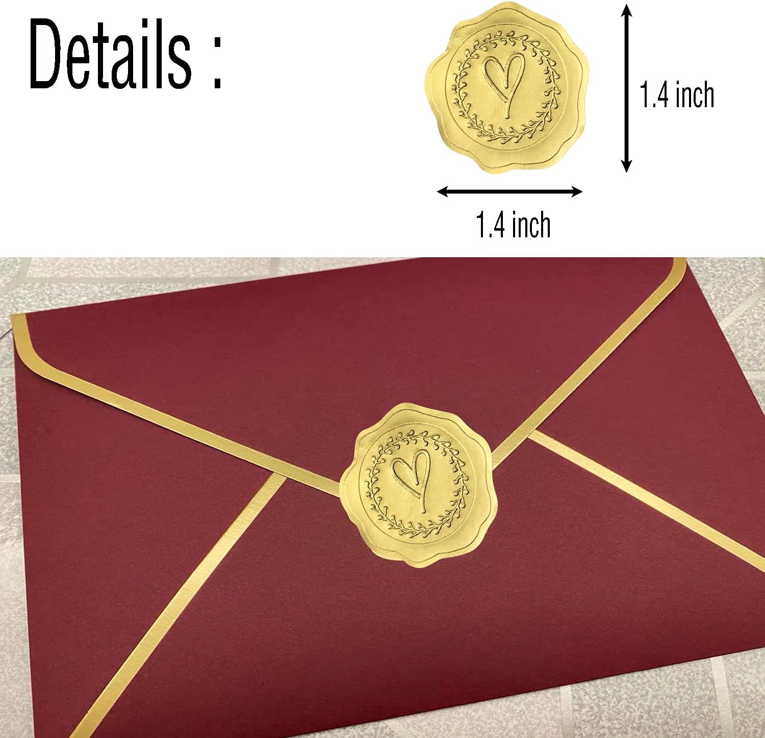 DJDZ 250pcs Gold Embossed Heart Envelope Seals Stickers for Wedding Invitations,Party Favors,Greeting Cards,Gift Packaging .etc ( Gold , Self-Adhesive) : Office Products