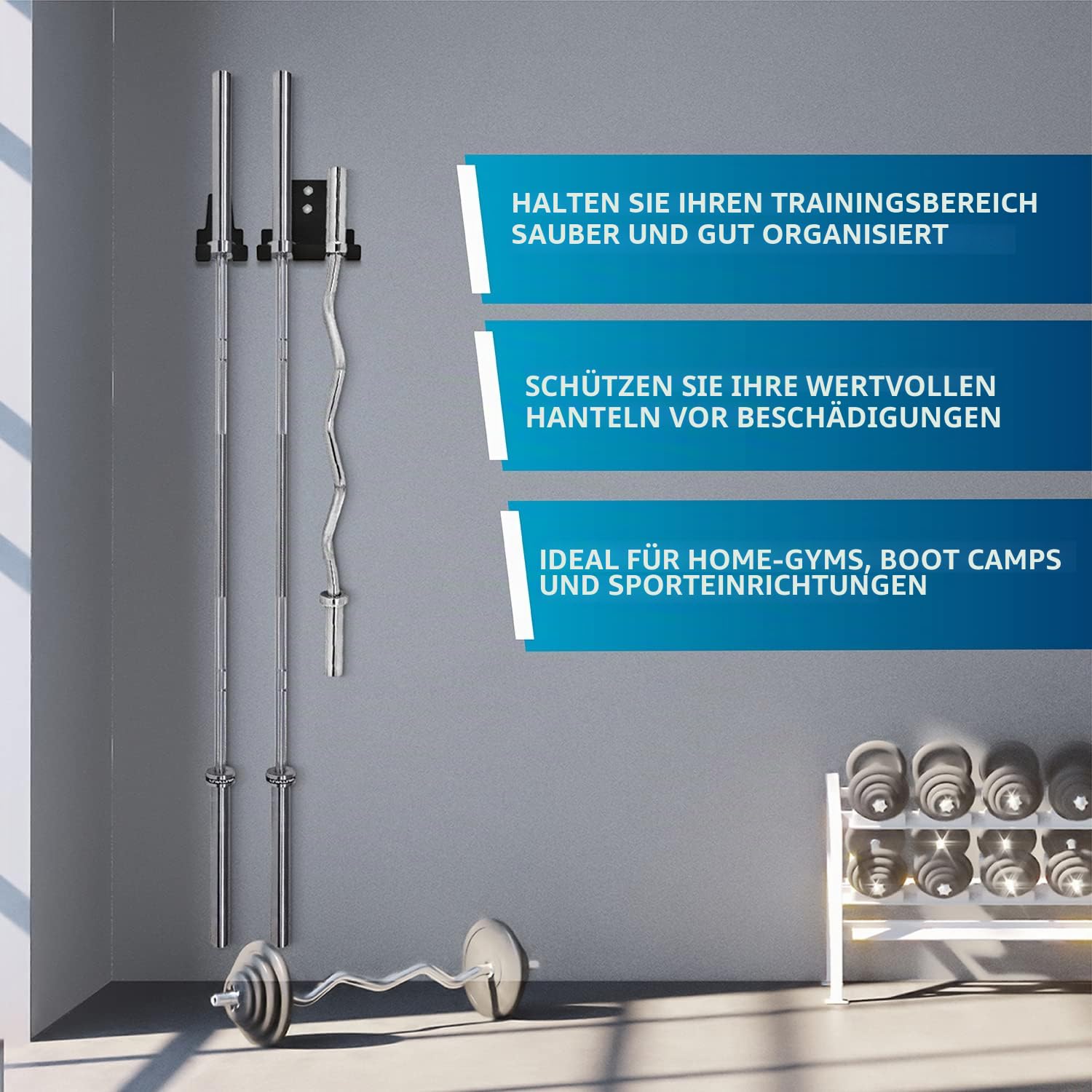 Yes4All Vertikale Wandhalterung für Olympic Langhanteln, Langhantel-Aufbewahrungsregal, hängendes Langhantelregal für Fitnessgeräte zu Hause