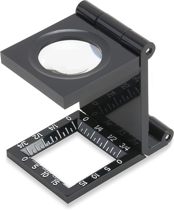 Carson LinenTest 6.5x20mm Folding Magnifier (LT-20) | Precision Magnifying Glass for Fine Measurements or Detailed Inspection - for Crafters, Magnifying Lens, and Reading (LT-20)