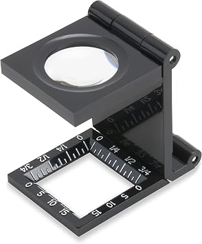 Carson LinenTest 6.5x20mm Folding Magnifier (LT-20) | Precision Magnifying Glass for Fine Measurements or Detailed Inspection - for Crafters, Magnifying Lens, and Reading (LT-20)