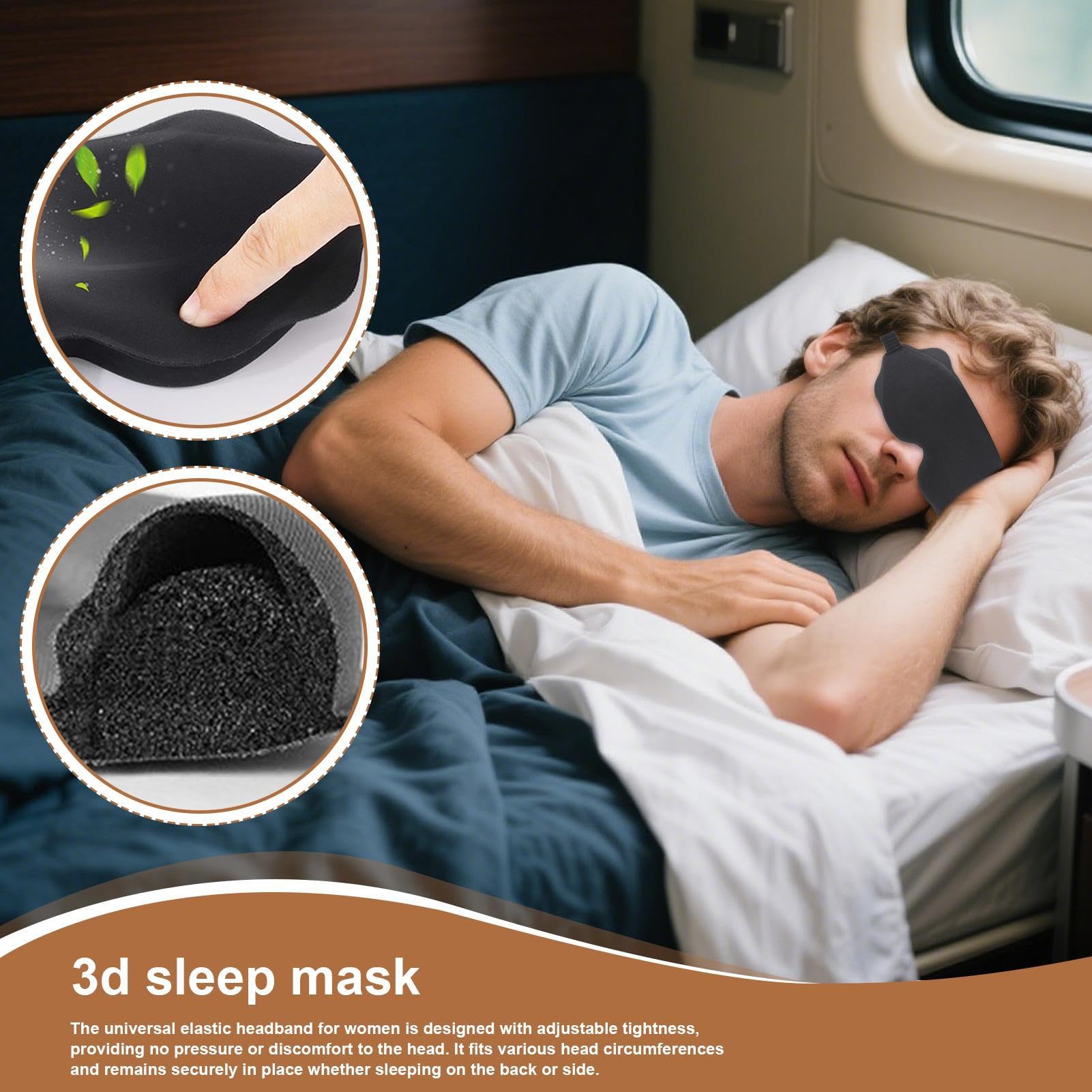 Maschera per Occhi Maschera per in Viaggio Aereo | Maschera Lavabile per Viaggi Yoga Sonno Relax con Chiusura Notturna Ideale per Casa e Attività Esterni