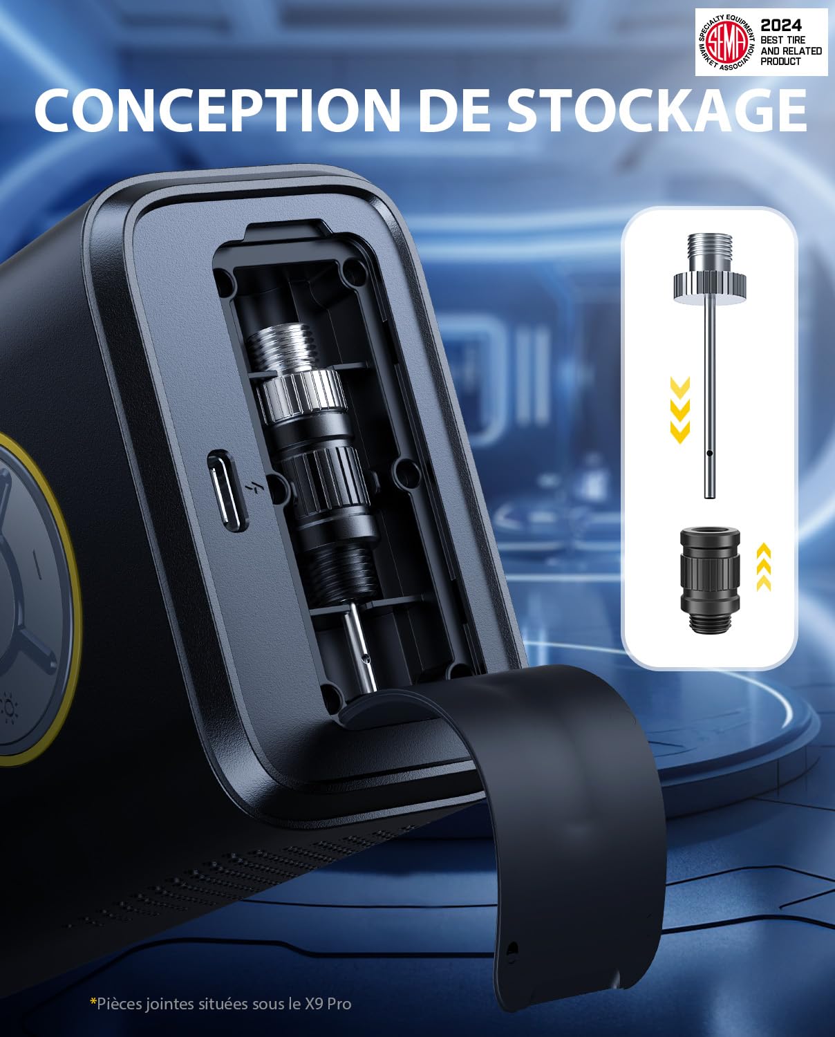 Fanttik X9 Pro Gonfleur de Pneu Portable, Pompe à vélo électrique à gonflage Rapide 27s avec manomètre numérique de Pression des pneus, 150 PSI pour vélos électriques, Voiture compacte, Ballon