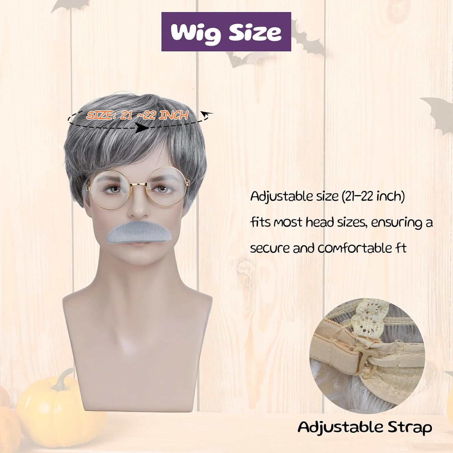 SEGO SEGOHAIR Old Lady Wig for Women, Granny Costume Dress With Accessories 10 Pieces, Perfect for 100 Days of School Costume