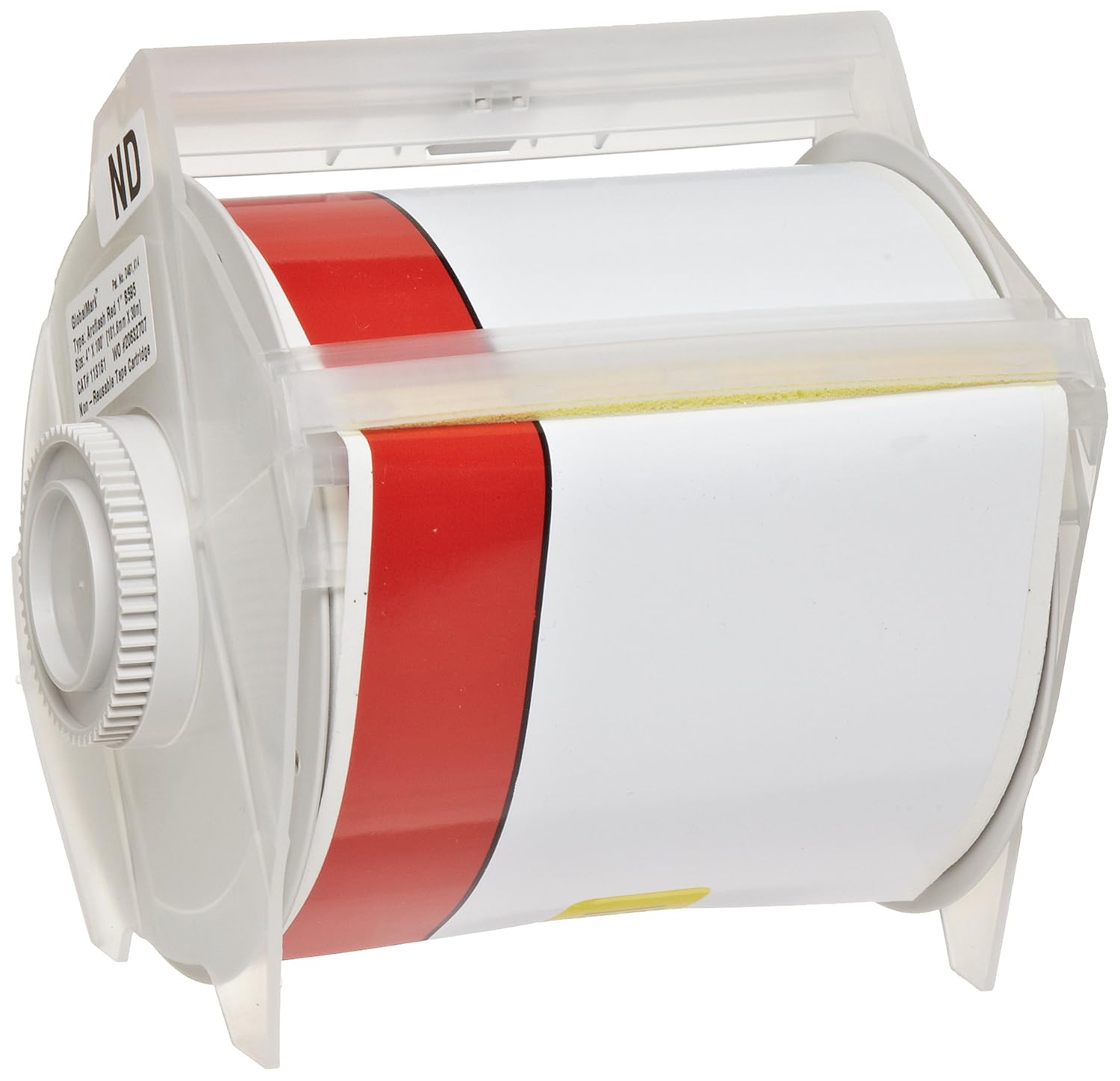 Brady 113161 GlobalMark 100' Length x 4" with 1" stripe, B-595 Vinyl, White and Red Indoor/Outdoor Industrial Label Maker Tape